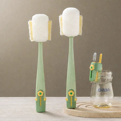5-in-1 Bottle & Straw Cleaning Brush – Multifunctional Tool for Bottles, Cups, Straws (Cream White/Jasmine Green)-suhui