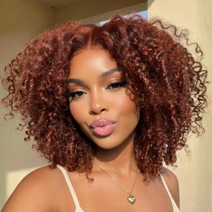 250% Density Reddish Brown Fluffy Afro Wig