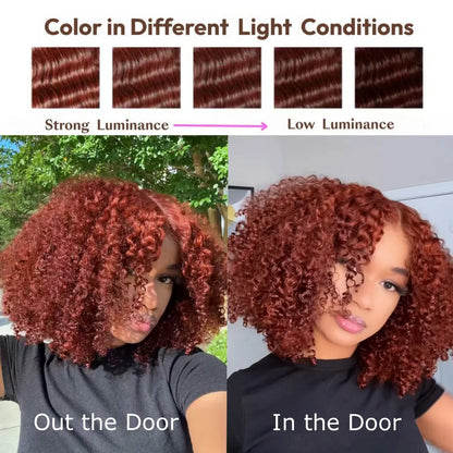 250% Density Reddish Brown Fluffy Afro Wig