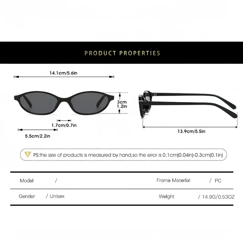 [Summer Vibes] Retro Oval Sunglasses — Women's Stylish Cat-Eye Style, '90s Trend-Inspired. Featuring a lightweight, narrow-frame design, these shades are chic, versatile, and offer UV protection.