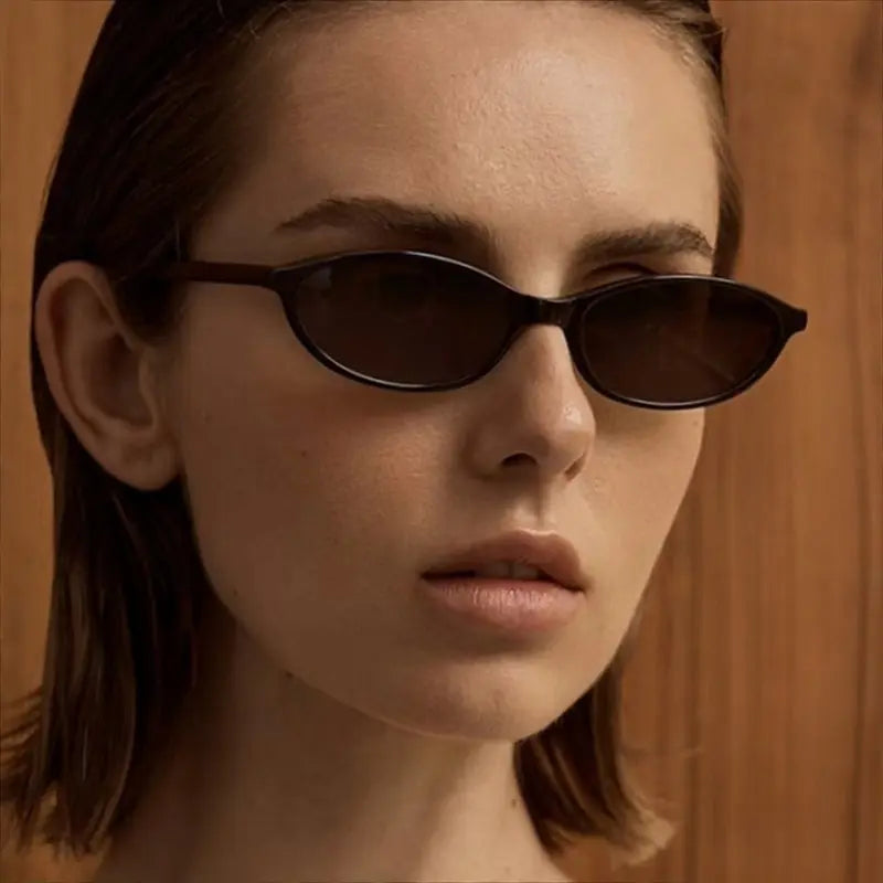 [Summer Vibes] Retro Oval Sunglasses — Women's Stylish Cat-Eye Style, '90s Trend-Inspired. Featuring a lightweight, narrow-frame design, these shades are chic, versatile, and offer UV protection.