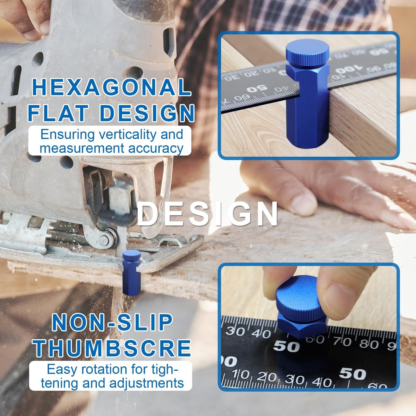 ✨49% OFF - Tall Stair Gauges for Framing Square – Hexagonal Stable Lock with Holder & Hook for Carpentry & Circular Saw