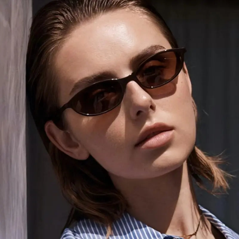 [Summer Vibes] Retro Oval Sunglasses — Women's Stylish Cat-Eye Style, '90s Trend-Inspired. Featuring a lightweight, narrow-frame design, these shades are chic, versatile, and offer UV protection.
