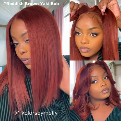 Glueless Yaki Straight Short Bob Wig - 7x5 HD Lace