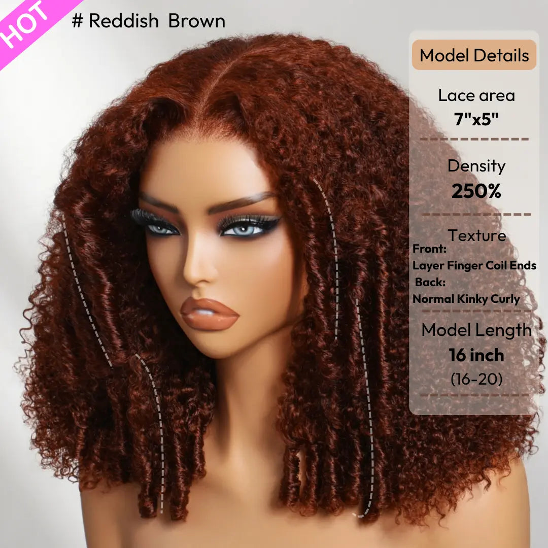250% Density Reddish Brown Fluffy Afro Wig