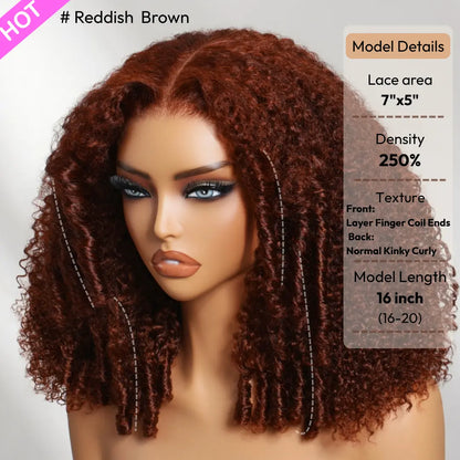 250% Density Reddish Brown Fluffy Afro Wig