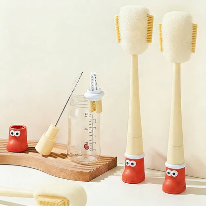5-in-1 Bottle & Straw Cleaning Brush – Multifunctional Tool for Bottles, Cups, Straws (Cream White/Jasmine Green)-suhui