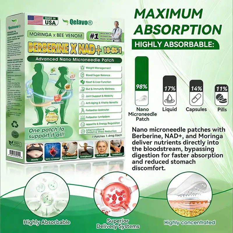 𝐎𝐟𝐟𝐢𝐜𝐢𝐚𝐥 𝐔𝐒 𝐒𝐭𝐨𝐫𝐞 🇺🇸  | 🧑‍⚕️🩺 Qelavo® Moringa · Berberine × NAD+ 𝟏𝟎-𝐢𝐧-𝟏 𝐀𝐝𝐯𝐚𝐧𝐜𝐞𝐝 𝐍𝐚𝐧𝐨 𝐌𝐢𝐜𝐫𝐨𝐧𝐞𝐞𝐝𝐥𝐞 𝐏𝐚𝐭𝐜𝐡 — 𝐎𝐧𝐜𝐞 𝐃𝐚𝐢𝐥𝐲, 𝐕𝐢𝐬𝐢𝐛𝐥𝐞 𝐑𝐞𝐬𝐮𝐥𝐭𝐬 𝐢𝐧 𝟕 𝐃𝐚𝐲𝐬