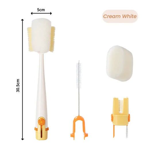 5-in-1 Bottle & Straw Cleaning Brush – Multifunctional Tool for Bottles, Cups, Straws (Cream White/Jasmine Green)-suhui
