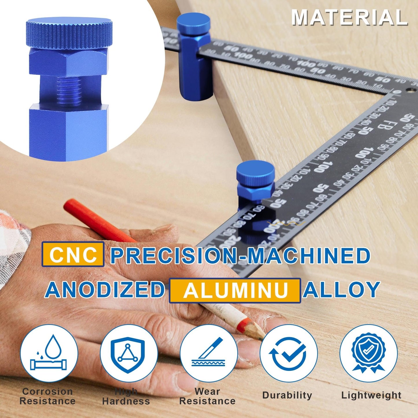 ✨49% OFF - Tall Stair Gauges for Framing Square – Hexagonal Stable Lock with Holder & Hook for Carpentry & Circular Saw