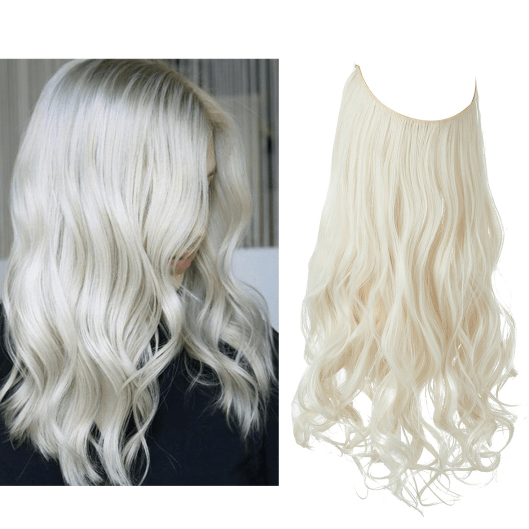 Blonde—High Quality Halo Hair Extensions(Comprising Wavy + Straight)