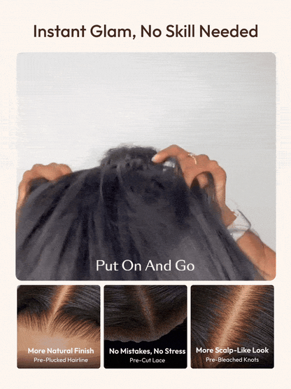 Glueless Yaki Straight Short Bob Wig - 7x5 HD Lace