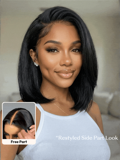 Glueless Yaki Straight Short Bob Wig - 7x5 HD Lace