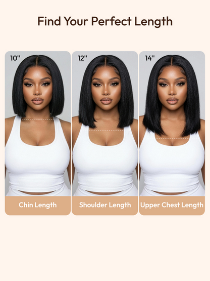 Glueless Yaki Straight Short Bob Wig - 7x5 HD Lace