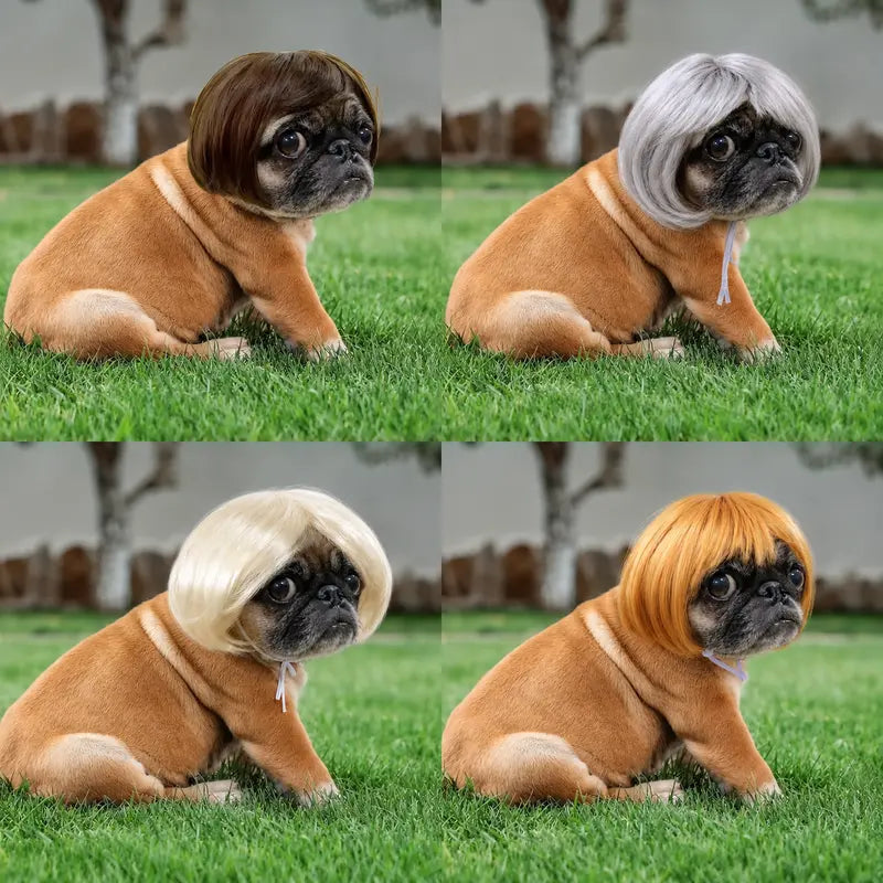 Cute Short Hair Wig Pet Headband, Funny Pet Wig Hair Accessories for Dogs & Cats