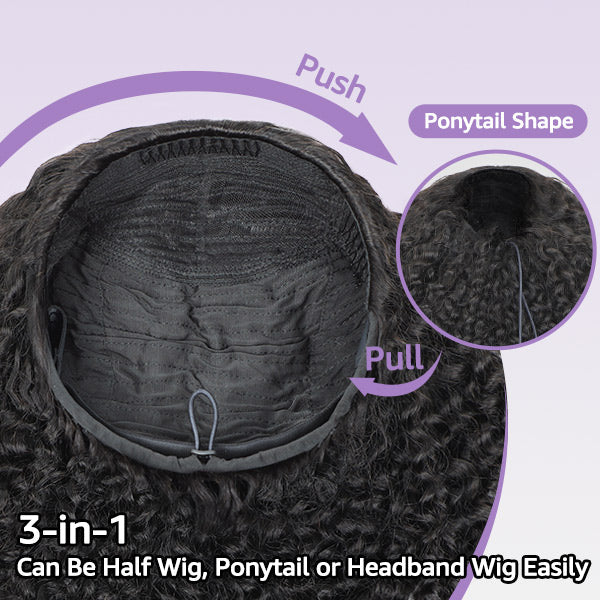 3 In 1 Half Wig | Burmese Curly Glueless Wear Go Half Wig
