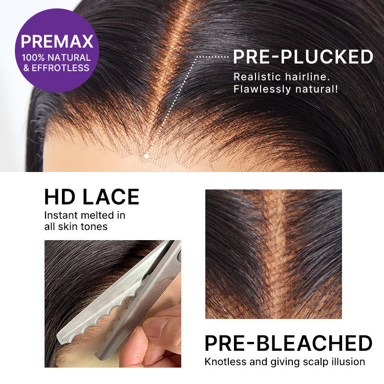 All-Day Comfort Wig 180% Density Blonde Highlight Butterfly Cut Layered Light Yaki Straight Glueless