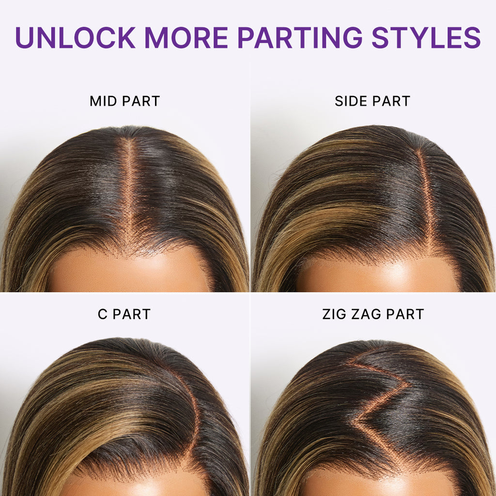 All-Day Comfort Wig 180% Density Blonde Highlight Butterfly Cut Layered Light Yaki Straight Glueless
