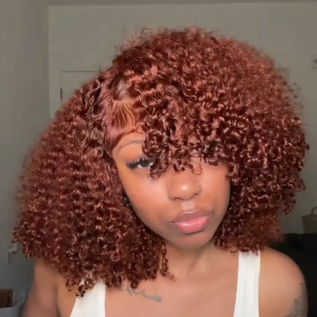250% Density Reddish Brown Fluffy Afro Wig