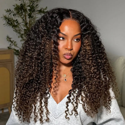 Spiral Curls Water Curly Chestnut Brown Ombre Burmese 7x5 Lace Wig Twist Out at the End Virgin Human Pre-everything Tangle-Free 16-24 Inches Soft Bouncy Hair Summervibes