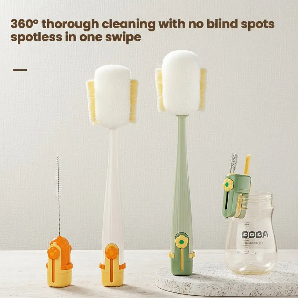 5-in-1 Bottle & Straw Cleaning Brush – Multifunctional Tool for Bottles, Cups, Straws (Cream White/Jasmine Green)-suhui