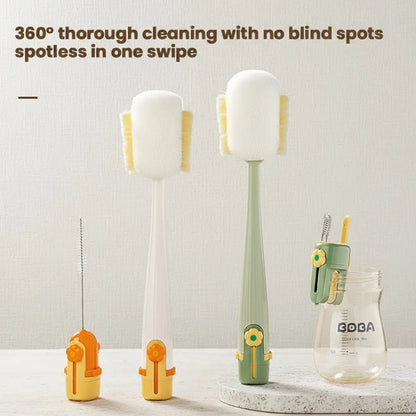 5-in-1 Bottle & Straw Cleaning Brush – Multifunctional Tool for Bottles, Cups, Straws (Cream White/Jasmine Green)-suhui