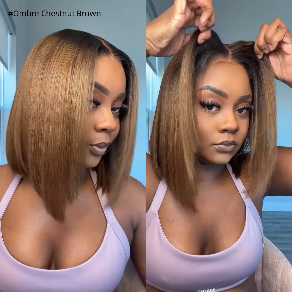 Glueless Yaki Straight Short Bob Wig - 7x5 HD Lace