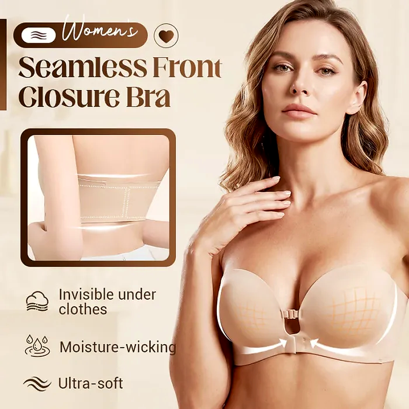 Qelavo™Seamless Front Closure Bra With Adjustable Straps