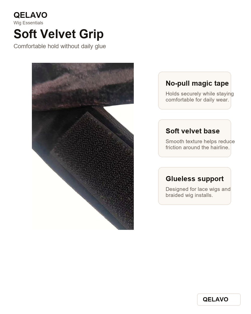 Qelavo® Velvet Lace Wig Grip Band - Glueless Non-Slip Wig Secure Hold