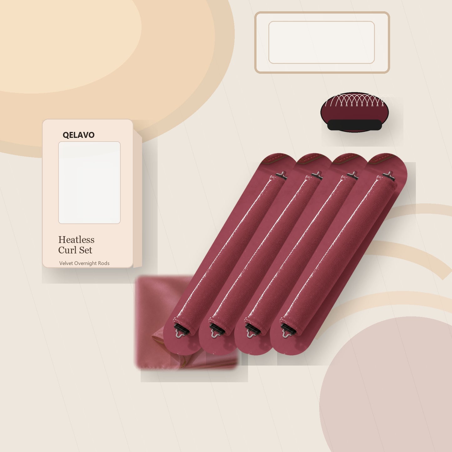 Qelavo® Velvet Heatless Curling Rod Set